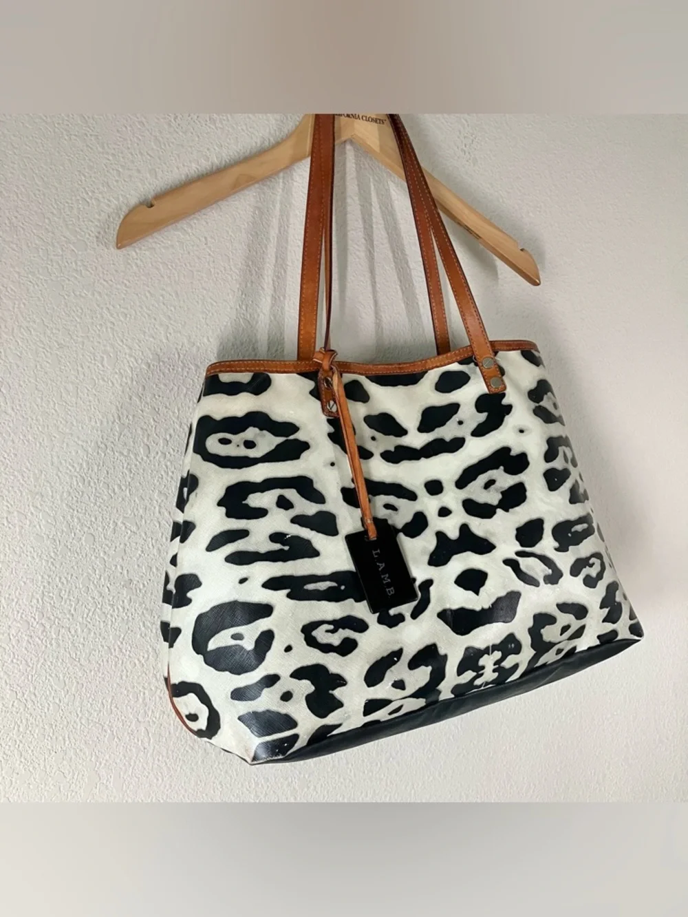 Gwen Stefani L.A.M.B. Animal Print Tote Bag Leather Trim Designer Chic Rocker - Picture 9 of 16